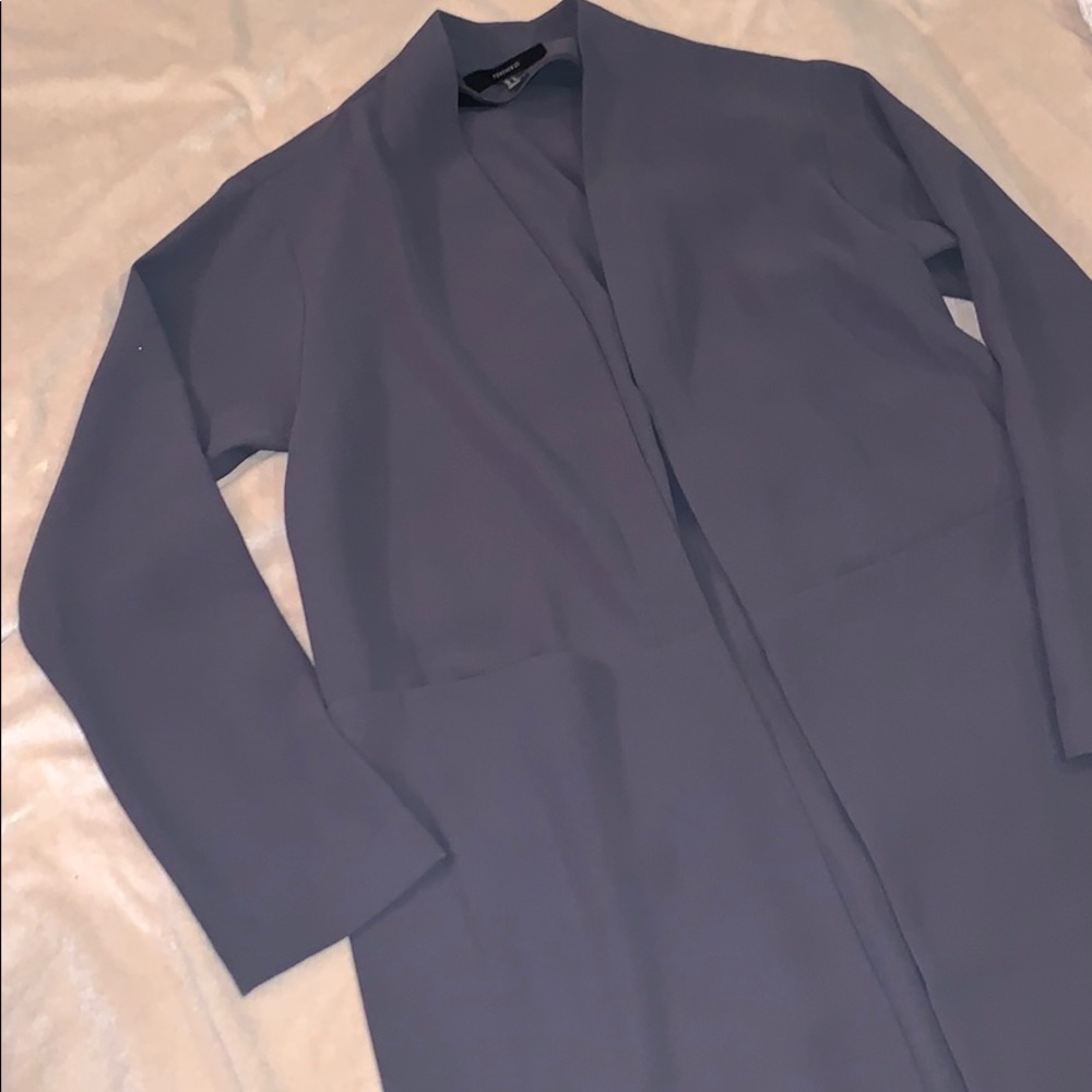 Forever 21 Slate Blue Open Front Long Coat - Picture 1 of 4